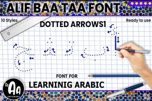 Alif Baa Taa Dotted Arrows One: A Font for Crafting with Soul